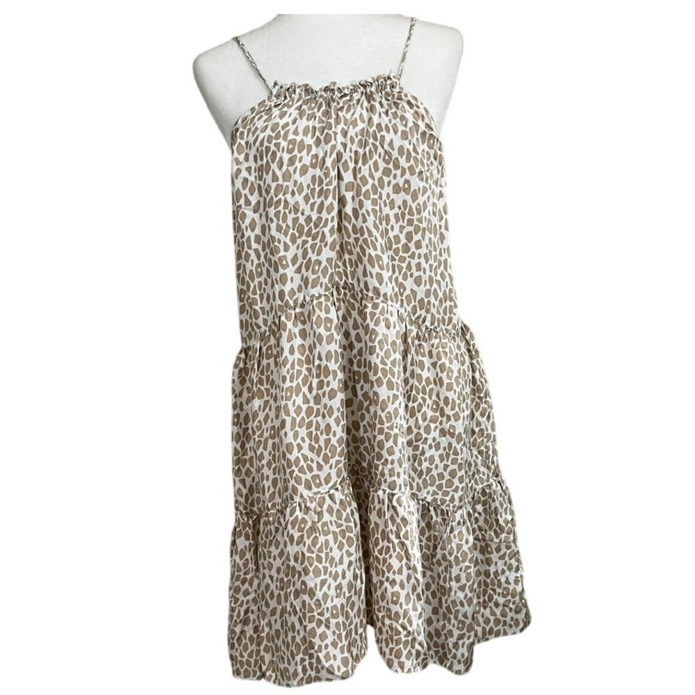 Unsubscribed XS Trapeze Sundress Silk Animal Print Sleeveless Criss Cross Back‎